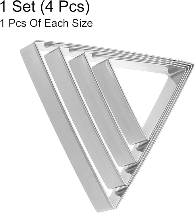 HARFINGTON Triangle Cookie Cutter Set Assorted Sizes Stainless Steel Geometric Baking Pastry Cookie Cutters Molding for Pastry Fondant Cake Cookie
