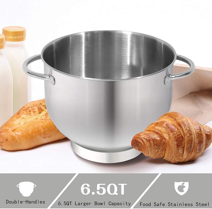 Aucma Stand Mixer,6.5-QT 660W 6-Speed Tilt-Head Food Mixer, Kitchen Electric Mixer with Dough Hook, Wire Whip & Beater (Black, 6.5QT)
