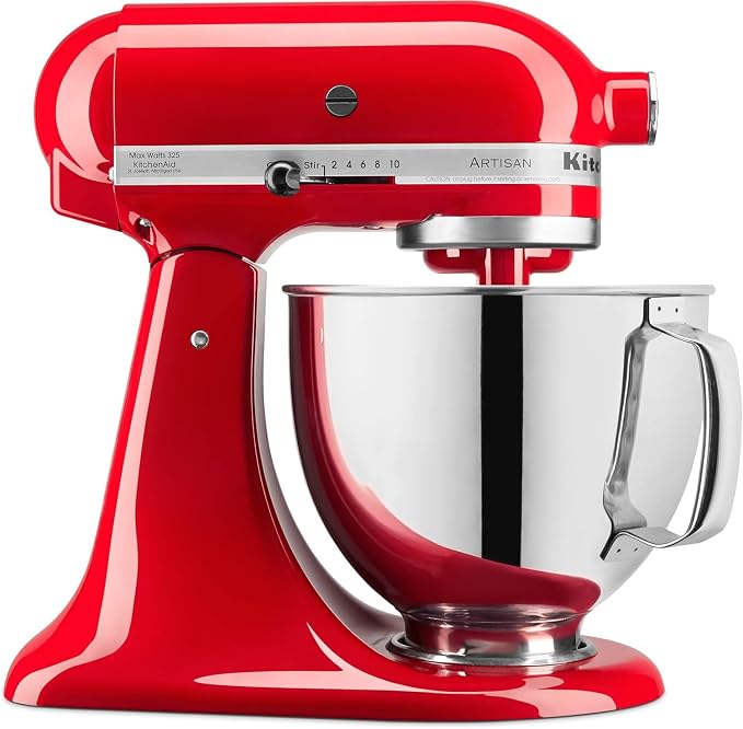 KitchenAid Artisan Series 5 Quart Tilt Head Stand Mixer with Pouring Shield KSM150PS, Cherry Tomato Bundle with Deco Essentials Exclusive CPS 1 Year Extended Protection Pack