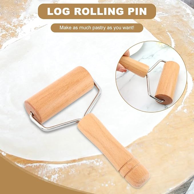 Wood Rolling Pin For Pastry Pizza Dough,Dumpling Pasta, Non Stick Dough Roller (Wood)