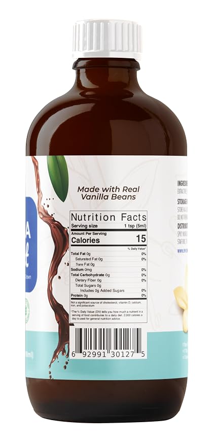 Spicy World Pure Vanilla Extract 4oz - 100% Real Vanilla Extract - Made from Grade B Vanilla Beans - For Cooking, Drinks & Desserts - 100% Vegan, Sugar Free & Kosher - Non-GMO & Gluten-Free - Glass Bottle (4 Ounce Bottle)