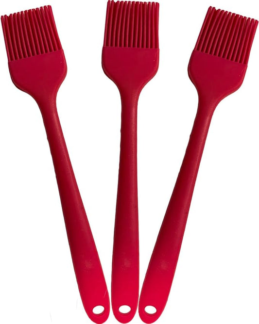 Pastry Brush For Baking,Silicone Basting Brush For Cooking,315°C Heat Resistant Food Brush for Oil & Sauce,Non-Shedding Kitchen Brushes for Butter Bread Meat Egg Wash Cake Baster(3pc Red)