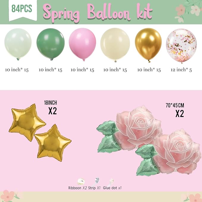Pastel Mother's Day Balloon Garland Arch Kit with Macaron Balloon Arch kit & Flower Butterfly, Pink Rose Foil Balloons for Mother's Day Decor, Women's Birthday, Tea Party Supplies ﻿