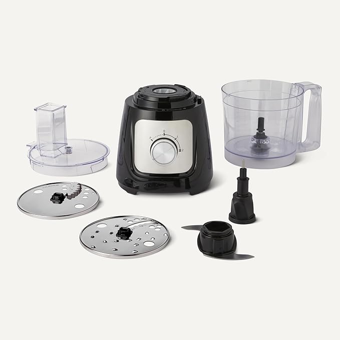 Amazon Basics Food Processor and Vegetable Chopper with 10 Cup Bowl, 2-Speed, 500 Watt Motor, Pulse Function, Dishwasher Safe Parts, Black