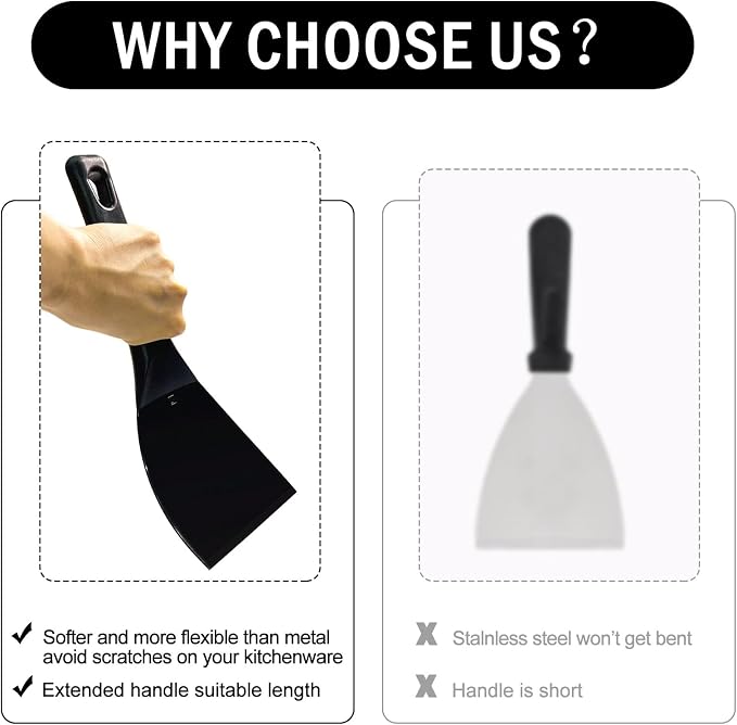 LRui Kitchen Professional Pizza Dough Scraper dough spatula,plastic flexible strip handle dough scraper.(black)