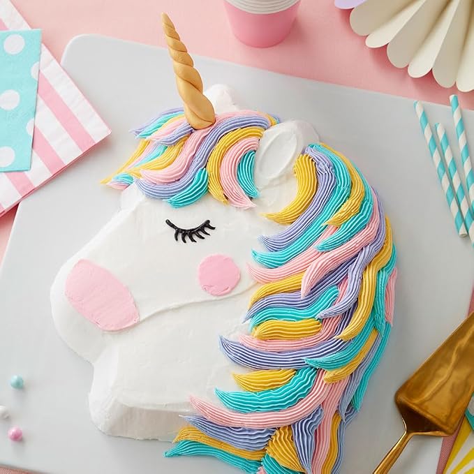 Wilton Party Pony Cake Pan, Aluminum Shaped Bakeware for Kids’ Cakes, Durable, Even Heating, Rust-Resistant, Includes Decorating Guide, Package May Vary