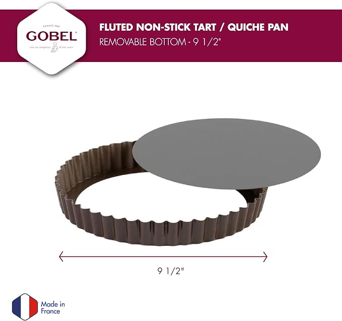 Gobel - Non-Stick Round Fluted Tart Mold/Quiche Pan with Removable Bottom - 9 1/2"