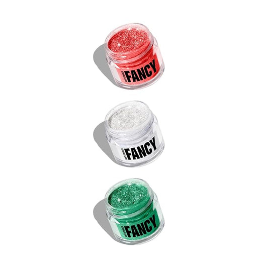 Fancy Sprinkles Madame Claus Edible Glitter Set | Luster Dust for Drinks, Cocktails & Cake Decorating | Vegan, Gluten Free, Non-GMO | Made in USA | Ruby Red, Diamond White, Emerald Green, 4gm each