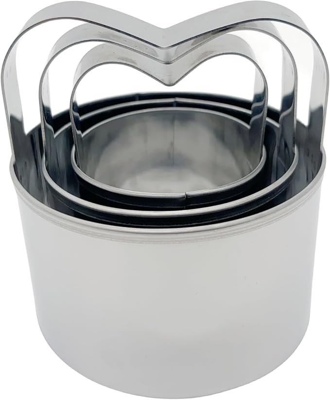3-Piece Round Cookie Cutters Set with Handle - 2, 2.5, and 3 Inch Sizes, 0.4mm Thickness, Beautiful Design - Perfect Biscuit Cutter for Baking