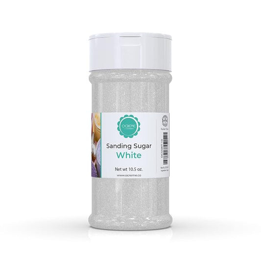 O’Creme Sanding Sugar for Cookie Decorating – Eye-Catching White Sugar Crystals for Unique Cake Toppings – Extra Sugar for Cake Toppings, Cupcakes and Cookies – Ideal Decoration Solution - 10.5 Ounce, White