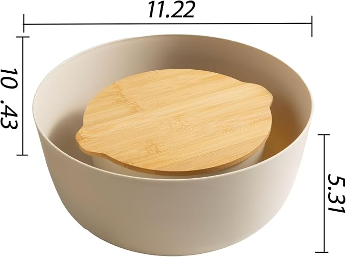 4-Piece Eco-Friendly Mixing Bowl Set with Bamboo Lids – Shatterproof BPA-Free PP, Glass-Like Finish, Stackable Kitchen Bowls for Meal Prep, Baking, Salad & Smoothies (5QT + Nested Sizes)