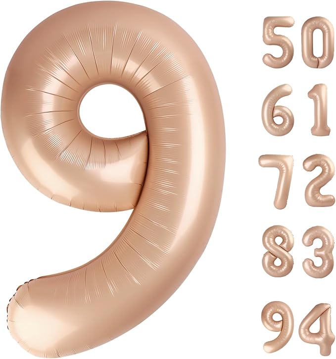 Light Brown 9 Balloon, Tan Number Balloons 40 Inch, 9th Giant Beige Birthday Decorations for Boys Girls, 19th 29th Khaki Party Decorations Supplies, Sandy Brown Number 9 Balloon