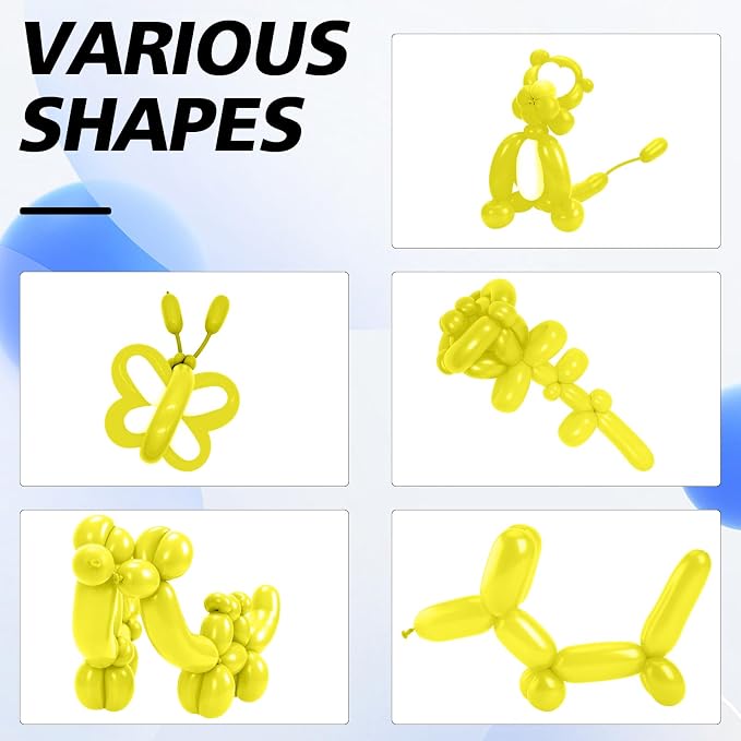 ZNHIS 260 Balloons, 100pcs Long Balloons, Yellow 260 Balloons, Long Balloons for Balloon Arch, Balloon Animals Kit, Balloons for Balloon Animals, Long Balloons Twisting Balloons