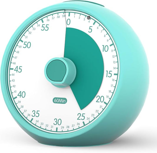 Visual Timer for Kids 60-Minute Countdown Timer with Optional Alarm, Focus Tool for ADHD & Autism, Time Management for Homework, Chores, Office, Kitchen, Teaching & Study Routines (Green)