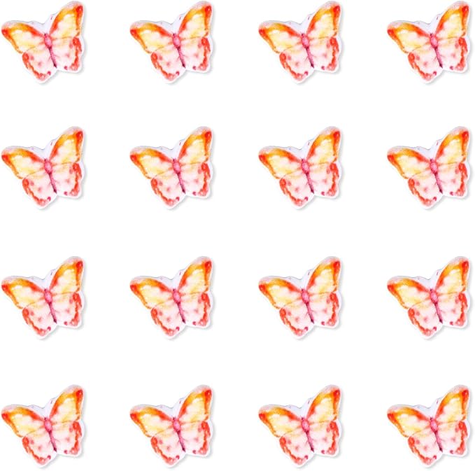 Edible Royal Icing Butterflies, Orange Butterfly Cake Decorations, 16 Pcs Butterflies Cupcake Toppers for Baking, Perfect for Cake, Ice Cream, Cupcakes, Cookies, and Cakesicles