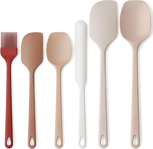 Astercook 6-Piece Silicone Spatula Set, 560°F Heat Resistant Rubber Spatulas with Stainless Steel Core, Nonstick Safe & Dishwasher Safe Baking Spatula Set for Cooking & Mixing, Macaron Pastel Colors