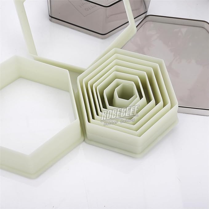 Multi-Shape Nylon Cookie Molds Round Square Star Plastic Geometry Biscuit Cutter Dough Mousse Bread Slicer DIY Bakery Utensils (Flat Hexagon)