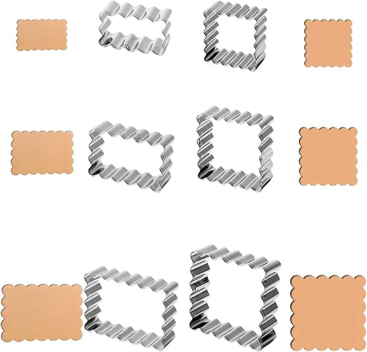 Stainless Steel Cookie Cutter Set, 6PCS Zigzag Rectangle Square Sandwiches Cutters Biscuit Molds,Geometric Frame Cookie Cutters Pastry Molds Perfect for Holiday Baking (Rectangle and Square)