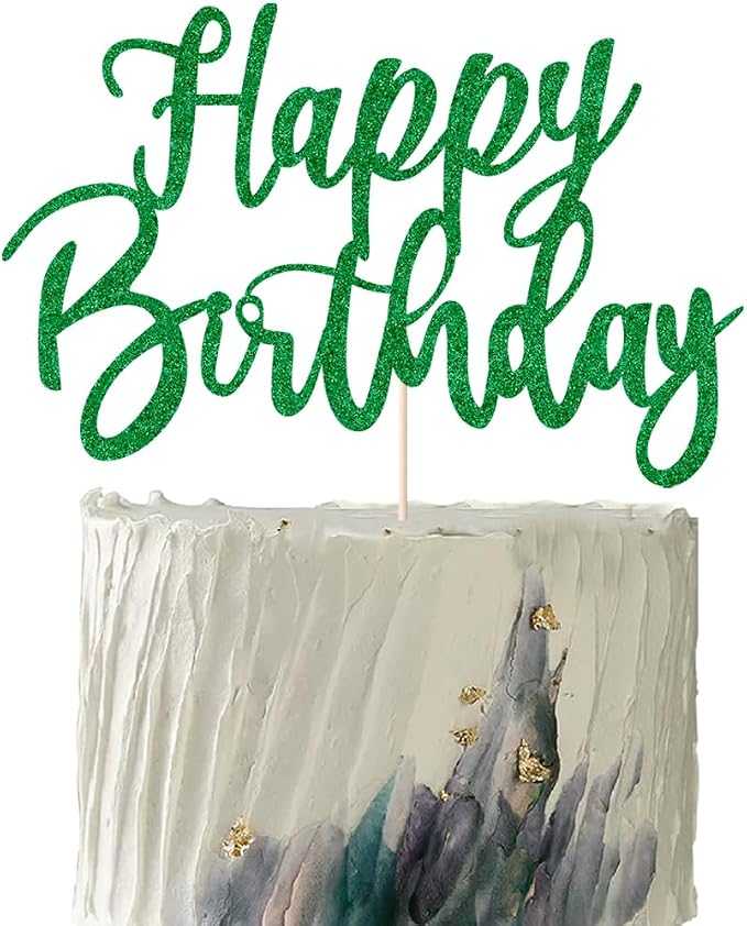 Handmade Glitter happy birthday Cake Topper, Happy Birthday Cake Bunting Decor,Birthday Party Decoration Supplies (green)