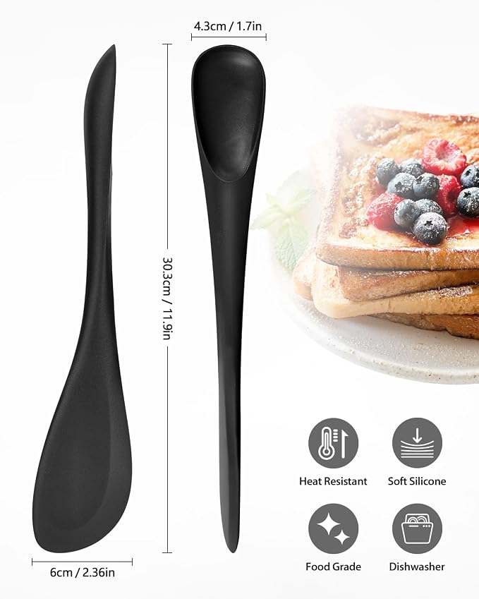 2-Pack Double-Headed Silicone Spatula Spoon, Nonstick Safe, Seamless | Scraping & spreading dual-use. Matte, BPA-free. For cooking, baking, mixing. Gentle on nonstick pans. No buildup.