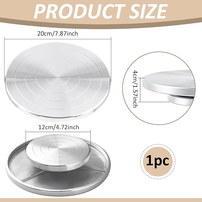 BENECREAT 7.8inch Pottery Turntable Wheel, Aluminium Ceramics Pottery Tool with Double Ball Bearing for Painting, Pottery, Ceramics Artists and Displaying Items