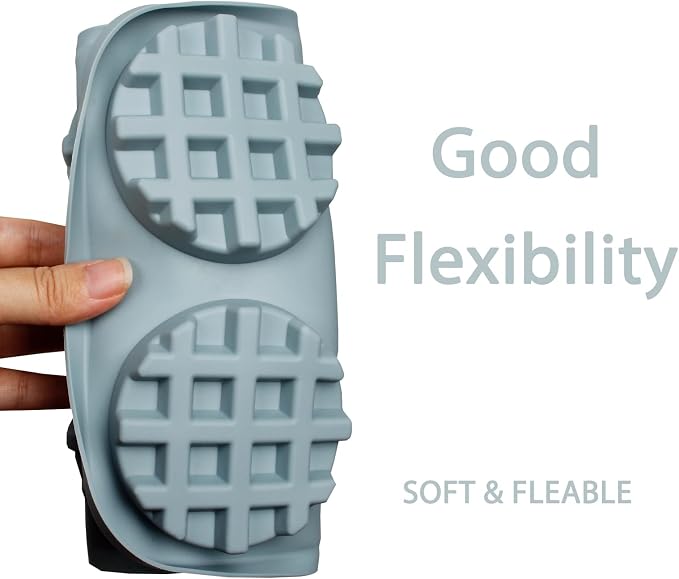 Silicone Waffle Molds Pan, 6-Cavity Round Non-Stick Baking Mold Tray for Muffin Biscuit Chocolate Dessert, Gray, 9.9 x 6.7 x 0.8 inches