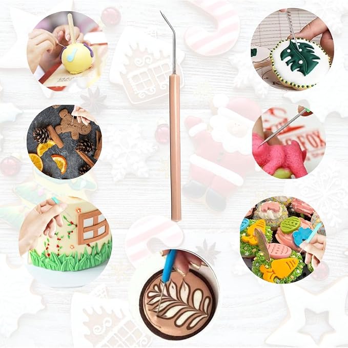 A2Z-Cookie Scribe Tool Stir Needle Cookie Decorating Tool, DIY Baking Pin Whisk Spatula Stainless Steel Needle Biscuit Shaping Icing Pin Scribe Modeling Tool - for Icing & Fondant Shaping (12 Pcs ANG)