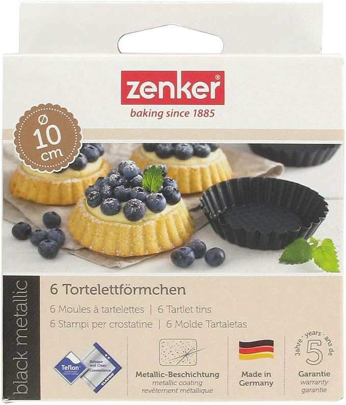 Zenker Non-Stick Carbon Steel Mini Tart Pans, 4-Inch Diameter, Set of 6