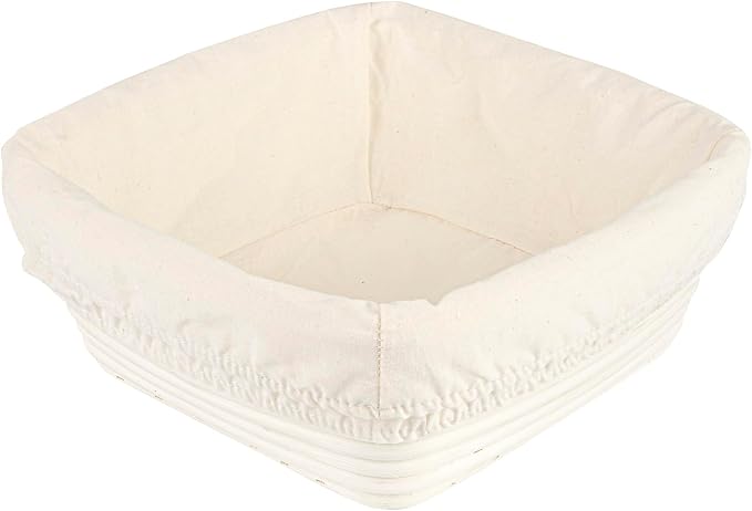 Restaurantware Bread Proofing Baskets 9 Inch Square Pack of 10 Rattan Dough Fermentation Baskets With Cotton Liners, Oval Banneton Bread Rising Bowls For Home, Commercial, Artisanal Baking