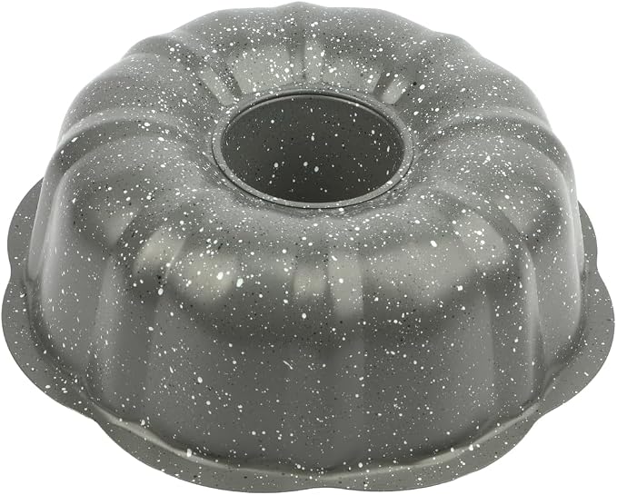 David Burke 9" Fluted Bake Pan – Carbon Steel Bundt Cake Pan – Gray Speckle
