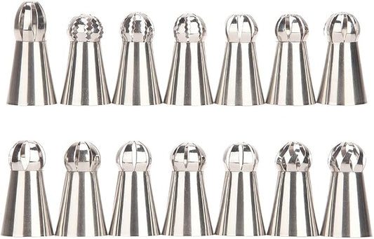 Russian Piping Tips - Professional Sphere Nozzles for Cake Decorating, Set of 14