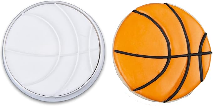 Mostop Basketball Cookie Cutter with Stampers, 3D Sports Cookie Cutter Set, Cake Decoration Tools Birthday Party Supplies Favors