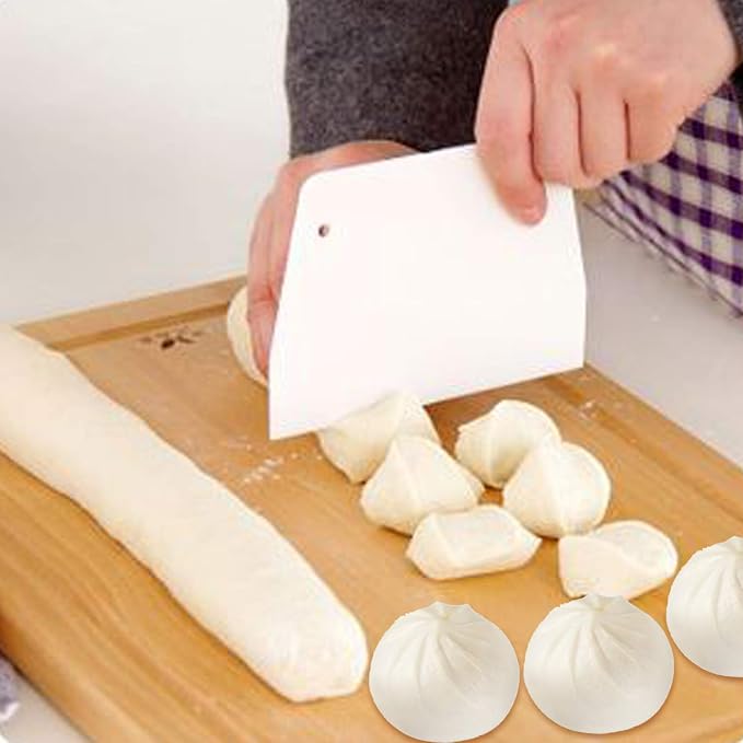 Honbay 3PCS Plastic White Trapezoidal Dough Cream Butter Scrapers Scrapers cake spatulas for Baking