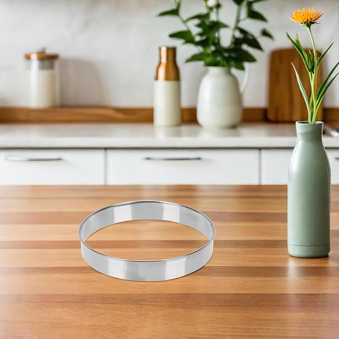 10 Inch Crumpet Rings, 10.6 x 1.2 in Cake & Pastry Rings, Stainless Steel Double Rolled Tart Nonstick Accessories for English Muffin, Dough Cutting, Egg Tart, Pizza, Pancake Baking Cooking