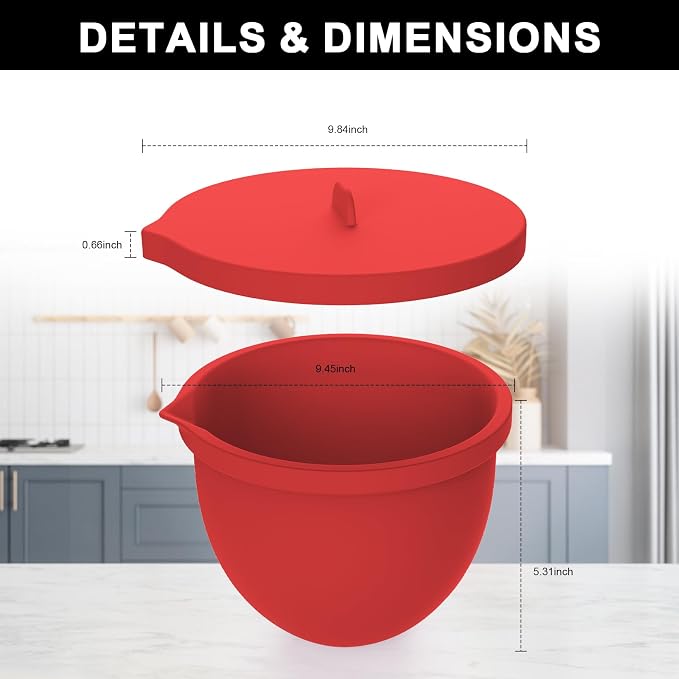 5 Qt Tilt-Head silicone liners for kitchenaid stand mixer, Silicone Bowl Liners with Lids, Kitchen Aid Accessories and Attachments for Baking and Cooking (3pcs Red+White+Black)
