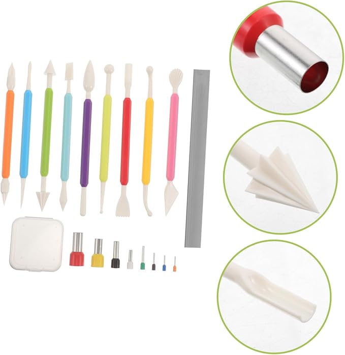 Ipetboom 19pcs Polymer Clay Sculpting Tools Set with Cutting Blades Round Molds and Artists – DIY Clay Carving and Modeling Kit for Air-Dry, Wax, Fondant Crafts