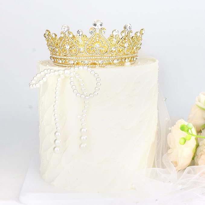 Gold Crown Cake Topper for Wedding Birthday Baby Shower Party Favors