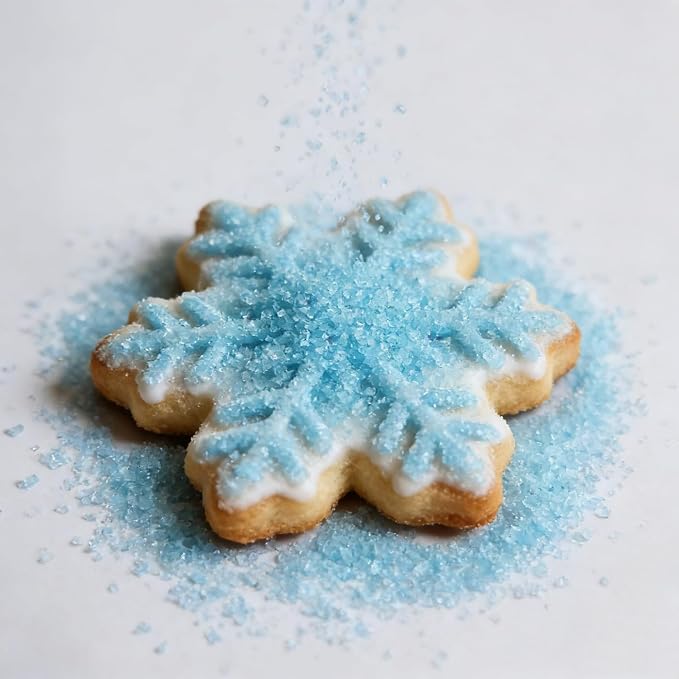 HeDeon&Rles Edible SkyBlue Sanding Sugar Crystals for Baking 120g/4.23oz Sparkling Sugar Crystals Cake Cupcake Pancake Ice Cream Top Birthday Wedding Easter Halloween ChristmasCake Decoration