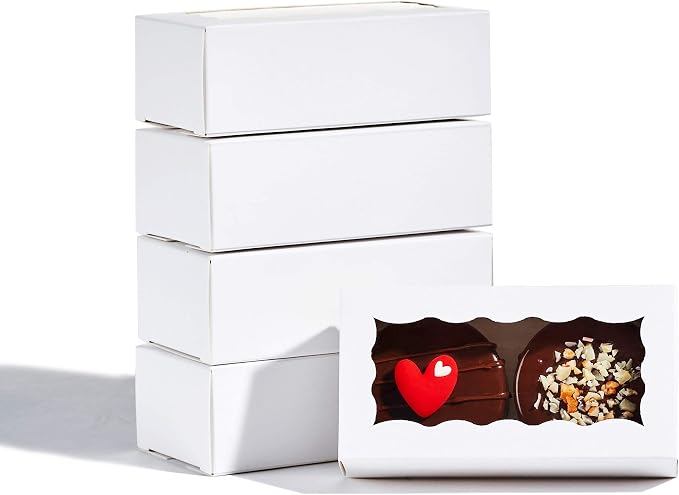 12PCS 4.17 x 2.16 x 1.37 Inches Premium White Macaron Boxes for 2, Macaron Containers, Macaron Packaging for Wedding, Party, Thank You Favors