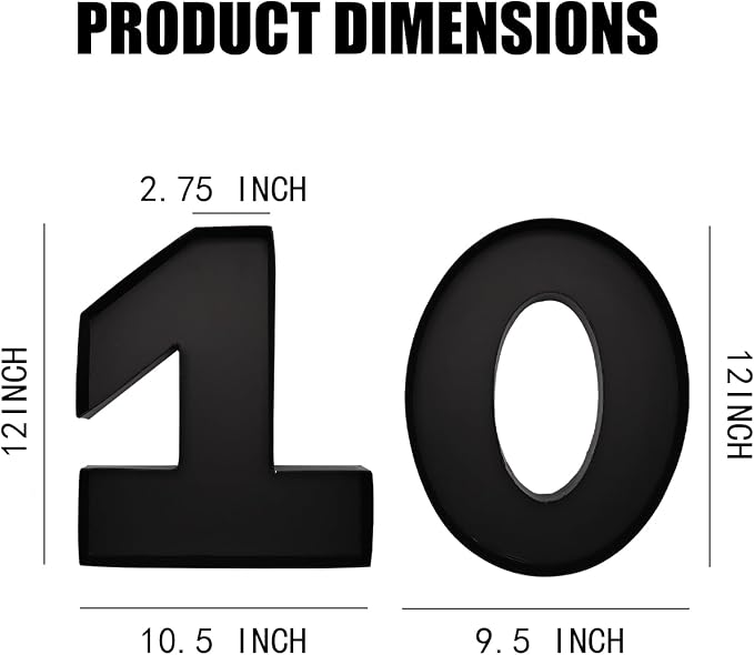 12inch Cardboard Number Fillable Food Tray Box for Charcuterie, Cupcake Arrangement, Birthday Anniversary (Black, 10)