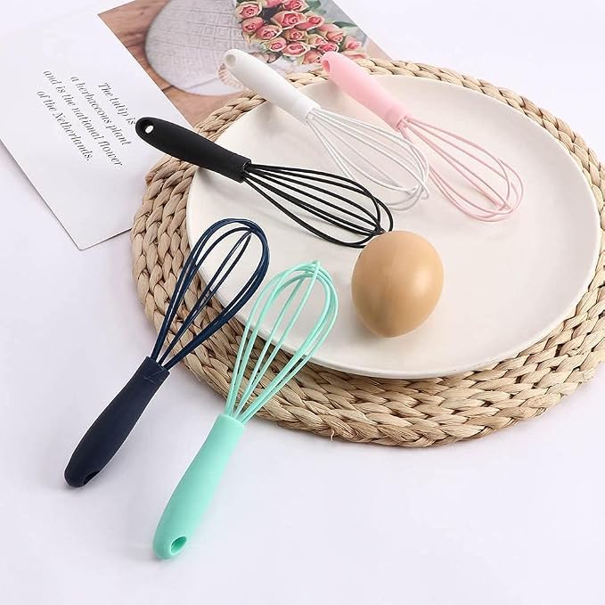 1Pc Black Mini Silicone Whisks,Non-Stick Whisks,Milk and Egg Beater Blender,Hand Egg Mixer,Kitchen for Cooking, Baking, Mixing,Stirring,Cooking Utensils,Kitchen Dining (6.7inch)