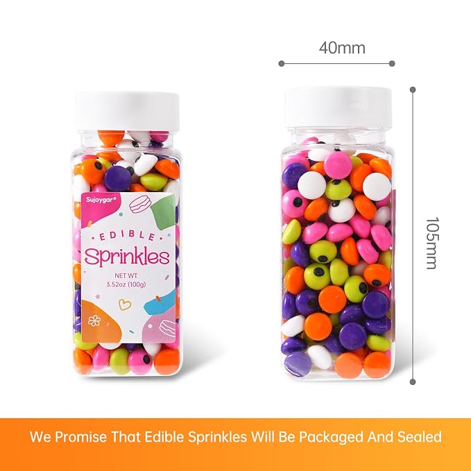 Halloween Eyeball Sprinkles for Cake Decorating, 3.52oz Edible Colorful Eyes Sprinkles for Cupcake Toppers Baking Cookie Halloween Party Supplies Birthday Celebrations