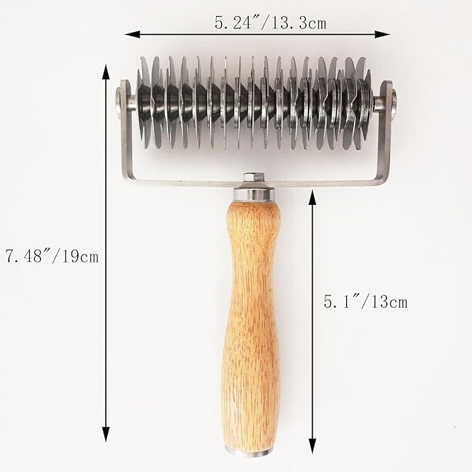 Lattice Cutter Pastry Tool, Stainless Steel Pastry Lattice Roller Cutter Wood Handle for Dough Pie Pizza Crust Bread Beef Wellington, Time-Saver Baking Tools