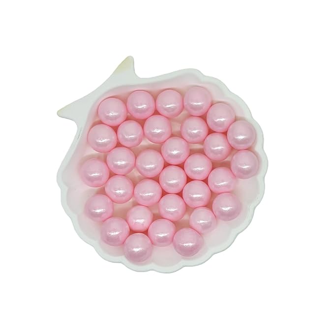 14mm Edible Pink Pearl Sugar Sprinkles Candy Mini Pearls Cake Decorations Cupcake Toppers Cookie Decorating Perfect for Wedding Party Valentine Halloween Christmas Supplies 3OZ