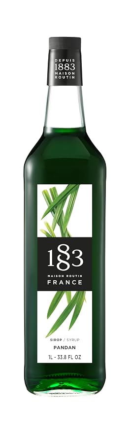 1883 Pandan Syrup for Drinks, Made in France, 1 Liter Glass Bottle
