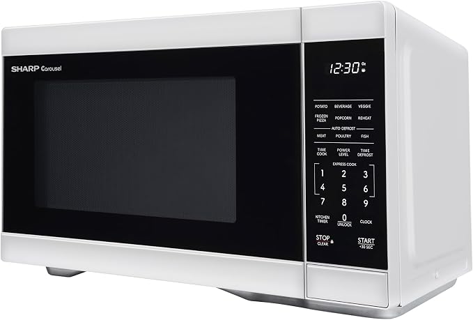 SHARP Countertop Microwave Oven with Removable 12.4" Carousel Turntable, 1000 Watt, 1.1 Cubic Feet, White