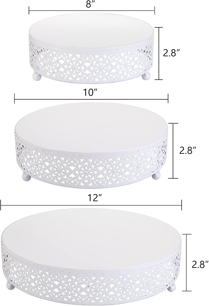 Hedume Set of 3 Cake Stand, Dessert Display Cupcake Stands, Round Metal Cake Stands, Cupcake Pastry Candy Display Plate for Wedding, Event, Birthday Party