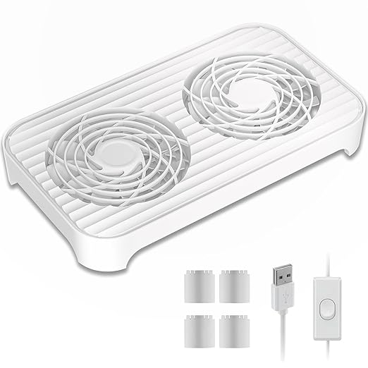 X4 Quiet USB Cooling Fan, High Speed Dual 140mm USB PC Fan, 1-Touch Switch & 2 USB Ports, Stackable Design for Router, Receiver Amplifier, DVR, PlayStation, Xbox, Computer Cabinet Cooling
