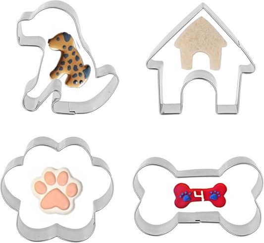 Dog Bone Cookie Cutter ANCKNE Bone Shape Cookie Cutter set Stainless Steel Homemade Dog Biscuit Treats Cutter 4 Pieces