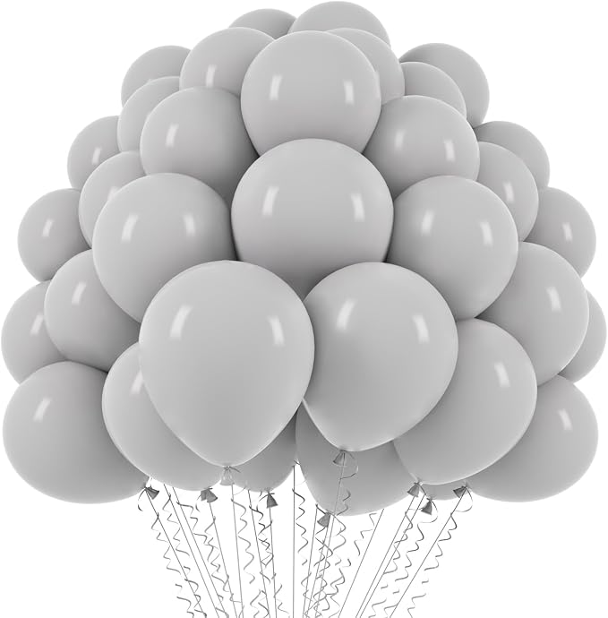 Voircoloria 110pcs Gray Balloons 12inch Grey Latex Party Balloons for Graduation, Wedding, Birthday, Gender Reveal, Baby Shower, Bridal Shower, Anniversary Party Decorations